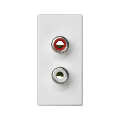 Simon Connect Płytka K45/2 złącz 2x RCA (CINCH) 225x45mm + wkłady zaciski śrubowe czysta biel K101B/9 KONTAKT (K101B/9)