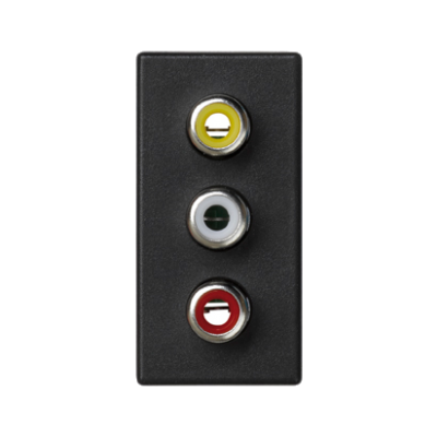 Simon Connect Płytka K45/2 złącz 3x RCA (CINCH) 225x45mm + wkłady zaciski śrubowe szary grafit K105B/14 KONTAKT (K105B/14)