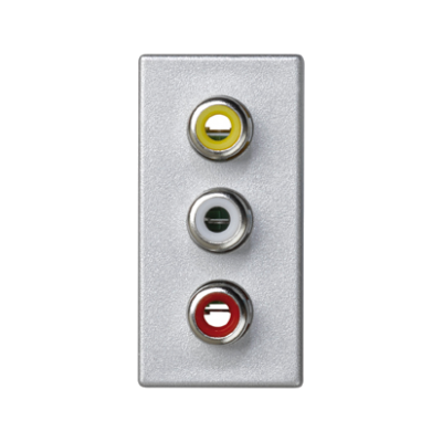 Simon Connect Płytka K45/2 złącz 3x RCA (CINCH) 225x45mm + wkłady zaciski śrubowe aluminium K105B/8 KONTAKT (K105B/8)