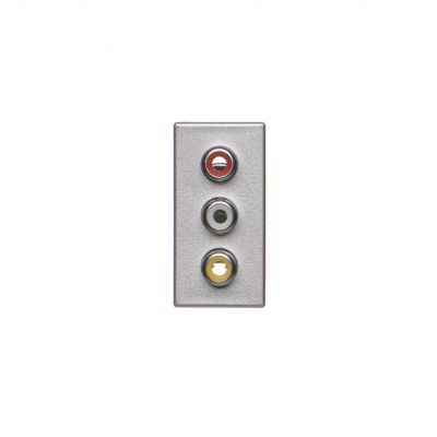 Simon Connect Płytka K45/2 złącz 3x RCA (CINCH) 225x45mm + wkłady zaciski śrubowe aluminium K105B/8 KONTAKT (K105B/8)