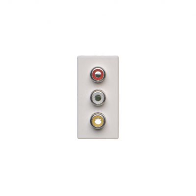 Simon Connect Płytka K45/2 złącz 3x RCA (CINCH) 225x45mm + wkłady zaciski śrubowe czysta biel K105B/9 KONTAKT (K105B/9)