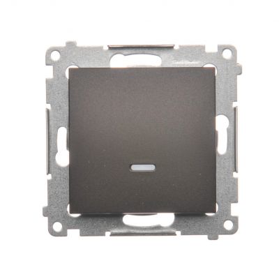 Simon 54 Łącznik pojedynczy jednobiegunowy z podświetleniem LED szybkozłączka brąz mat DW1L.01/46 KONTAKT (DW1L.01/46)