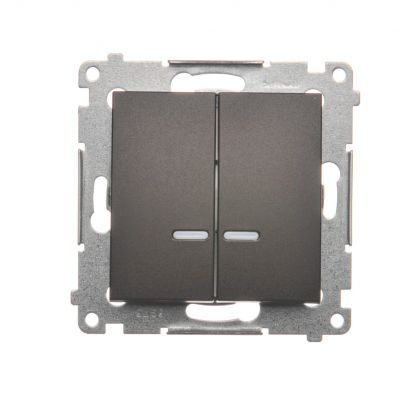 Simon 54 Łącznik świecznikowy z podświetleniem LED i do wersji IP44 10A 250V szybkozłączka brąz mat *Posiada wkładkę DU1W DW5BL.01/46 KONTAKT (DW5BL.01/46)