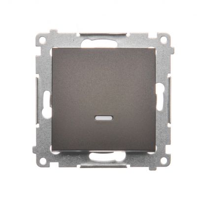Simon 54 Przycisk pojedynczy zwierny z podświetleniem LED bez piktogramu 10A 250V szybkozłączka brąz mat DP1L.01/46 KONTAKT (DP1L.01/46)