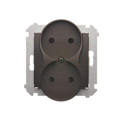 Simon 54 Gniazdo wtyczkowe bez uziemienia z przesłonami podwójne 16A 250V zaciski śrubowe brąz mat *Do ramek S54 PREMIUM DG2MZ.01/46 KONTAKT (DG2MZ.01/46)