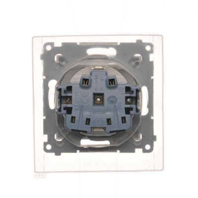 Simon 54 Gniazdo Schuko do wersji IP44 z przesłonami z uszczelką ramki 16A 250V zaciski śrubowe klapka transparentna biały DGSZ1BZ.01/11A KONTAKT (DGSZ1BZ.01/11A)