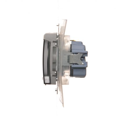 Simon 54 Gniazdo Schuko do wersji IP44 z przesłonami z uszczelką ramki 16A 250V zaciski śrubowe klapka transparentna srebrny mat DGSZ1BZ.01/43A KONTAKT (DGSZ1BZ.01/43A)