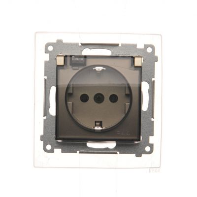 Simon 54 Gniazdo Schuko do wersji IP44 z przesłonami z uszczelką ramki 16A 250V zaciski śrubowe klapka transparentna złoty mat DGSZ1BZ.01/44A KONTAKT (DGSZ1BZ.01/44A)