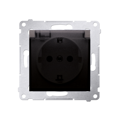 Simon 54 Gniazdo Schuko do wersji IP44 z przesłonami z uszczelką ramki 16A 250V zaciski śrubowe klapka transparentna antracyt DGSZ1BZ.01/48A KONTAKT (DGSZ1BZ.01/48A)