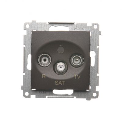 Simon 54 Gniazdo antenowe R-TV-SAT przelotowe brąz mat DASP.01/46 KONTAKT (DASP.01/46)