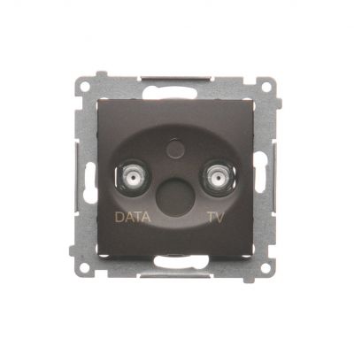 Simon 54 Gniazdo TV-DATA. Dwa porty wyjściowe typu "F" . Częstotliwość dla wejścia 5-1000 MHz brąz mat DAD1.01/46 KONTAKT (DAD1.01/46)