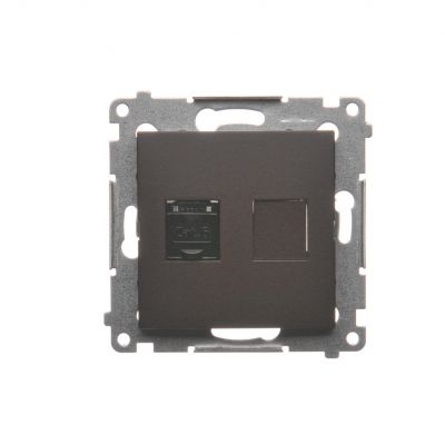 Simon 54 Gniazdo komputerowe pojedyncze RJ45 kategoria 6 z przesłoną przeciwkurzową brąz mat D61.01/46 KONTAKT (D61.01/46)