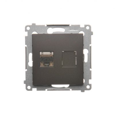 Simon 54 Gniazdo komputerowe pojedyncze RJ45 kategoria 6 ekranowane z przesłoną przeciwkurzową brąz mat D61E.01/46 KONTAKT (D61E.01/46)