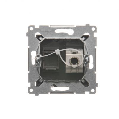 Simon 54 Gniazdo komputerowe pojedyncze RJ45 kategoria 6 ekranowane z przesłoną przeciwkurzową brąz mat D61E.01/46 KONTAKT (D61E.01/46)