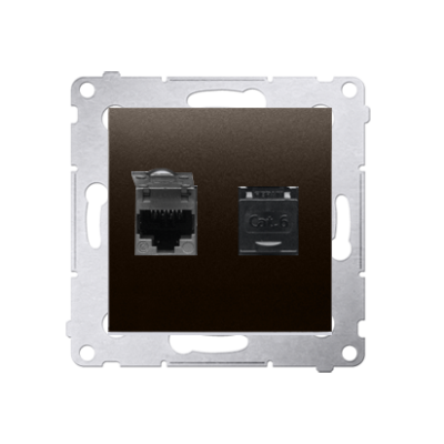 Simon 54 Gniazdo komputerowe podwójne RJ45 kategoria 6 z przesłoną przeciwkurzową brąz mat D62.01/46 KONTAKT (D62.01/46)