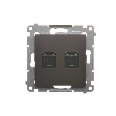 Simon 54 Gniazdo komputerowe podwójne RJ45 kategoria 6 z przesłoną przeciwkurzową brąz mat D62.01/46 KONTAKT (D62.01/46)