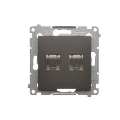 Simon 54 Gniazdo komputerowe podwójne RJ45 kategoria 6 ekranowane z przesłoną przeciwkurzową brąz mat D62E.01/46 KONTAKT (D62E.01/46)