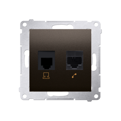 Simon 54 Gniazdo komputerowe RJ45 kategoria 5e + telefoniczne RJ12 brąz mat D5T.01/46 KONTAKT (D5T.01/46)