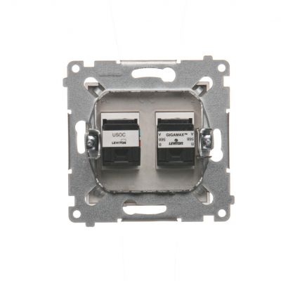 Simon 54 Gniazdo komputerowe RJ45 kategoria 5e + telefoniczne RJ12 brąz mat D5T.01/46 KONTAKT (D5T.01/46)