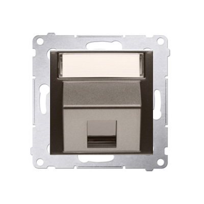 Simon 54 Pokrywa gniazd teleinformatycznych na Keystone skośna pojedyncza z polem opisowym . Montaż na łapki i wkręty brąz mat DKP1S.01/46 KONTAKT (DKP1S.01/46)