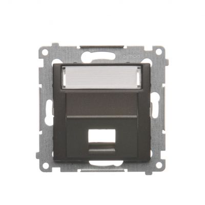 Simon 54 Pokrywa gniazd teleinformatycznych na Keystone skośna pojedyncza z polem opisowym . Montaż na łapki i wkręty brąz mat DKP1S.01/46 KONTAKT (DKP1S.01/46)