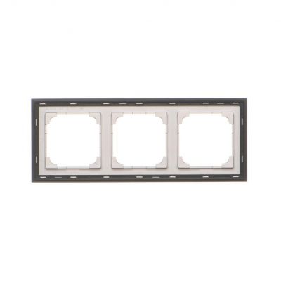 Simon 55 Ramka potrójna 3-krotna DUO Aluminium podstawa czarna TRD3.149/143 KONTAKT (TRD3.149/143)