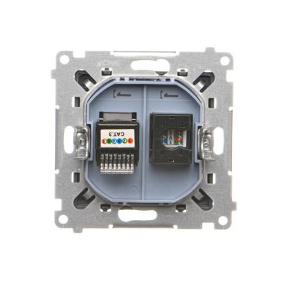 Simon 55 Gniazdo komputerowe RJ45 kategoria 5e + telefoniczne RJ12 Grafitowy mat T5F.01/116 KONTAKT (T5F.01/116)