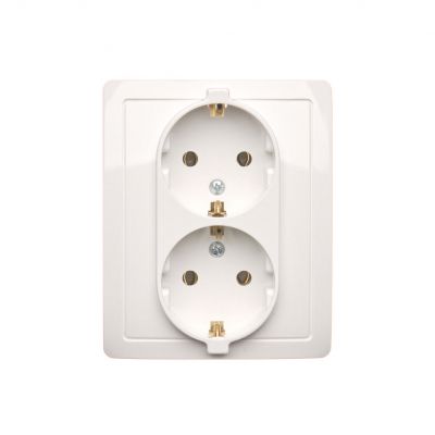 Simon Basic Gniazdo wtyczkowe z uziemieniem Schuko podwójne biały BGSZ2/11 BGSz2/11 KONTAKT (BGSz2/11)