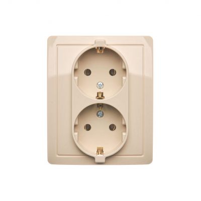 Simon Basic Gniazdo wtyczkowe z uziemieniem Schuko podwójne beż BGSZ2/12 BGSz2/12 KONTAKT (BGSz2/12)