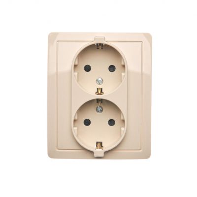 Simon Basic Gniazdo wtyczkowe z uziemieniem Schuko podwójne z przesłonami torów prądowych beż BGSZ2Z/12 BGSz2z/12 KONTAKT (BGSz2z/12)