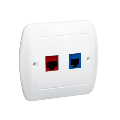 Simon Akord Gniazdo telefoniczne RJ12 + komputerowe RJ45 kategoria 5 dla RJ45. Montaż do puszki na wkręty biały A5T/11 KONTAKT (A5T/11)