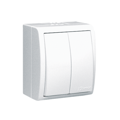 Simon Aquarius Łącznik schodowy podwójny bryzgoszczelny IP54 10A 250V zaciski śrubowe biały AQW6/2/11 KONTAKT (AQW6/2/11)