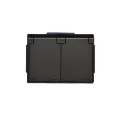 Simon 54 Gniazdo podwójne Schuko natynkowe bryzgoszczelne IP44 z przesłonami wersja skandynawska 16A 250V zaciski śrubowe czarny EGSZ2NZB/49 KONTAKT (EGSZ2NZB/49)