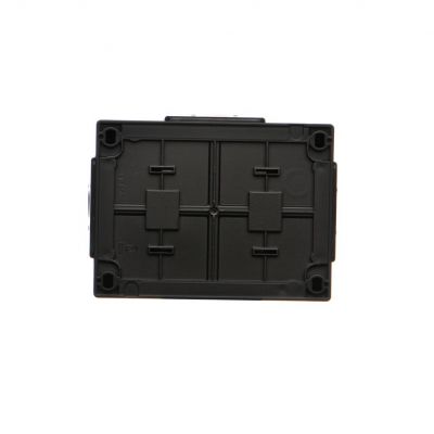 Simon 54 Gniazdo podwójne Schuko natynkowe bryzgoszczelne IP44 z przesłonami wersja skandynawska 16A 250V zaciski śrubowe czarny EGSZ2NZB/49 KONTAKT (EGSZ2NZB/49)