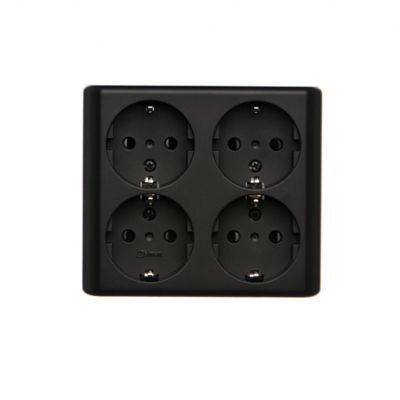 Simon 54 Gniazdo poczwórne Schuko natynkowe z przesłonami torów prądowych wersja skandynawska 16A 250V szybkozłączka czarny EGSZ4SNZ/49 KONTAKT (EGSZ4SNZ/49)