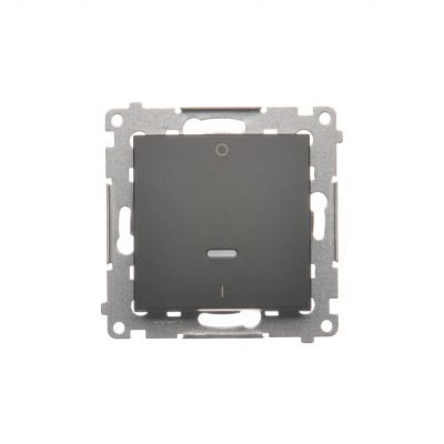 Simon 54 Łącznik dwubiegunowy z podświetleniem LED 10A 250V szybkozłączka czarny DW2L.01/49 KONTAKT (DW2L.01/49)