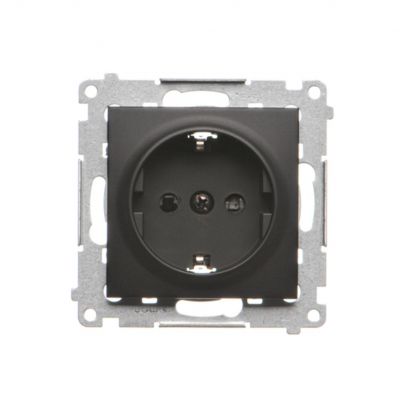 Simon 54 Gniazdo Schuko z przesłonami 16A 250V szybkozłączka czarny DGSz1CZ.01/49 KONTAKT (DGSz1CZ.01/49)