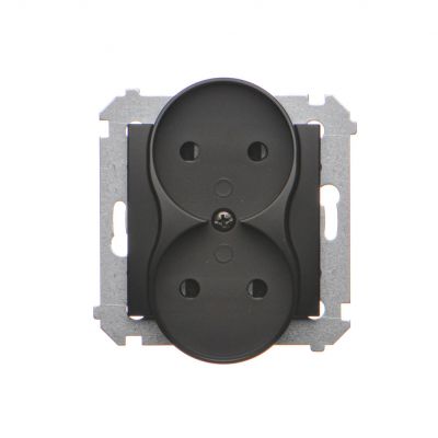 Simon 54 Gniazdo wtyczkowe bez uziemienia z przesłonami podwójne 16A 250V zaciski śrubowe czarny *Do ramek S54 PREMIUM DG2MZ.01/49 KONTAKT (DG2MZ.01/49)