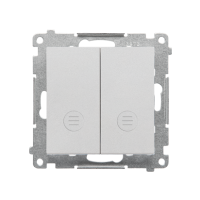 Simon 55 Przycisk zwierny podwójny zwierny bez piktogramu – osobne podświetlenie dla każdego klawisza szybkozłączka Aluminium mat TP2L2.01/143 KONTAKT (TP2L2.01/143)