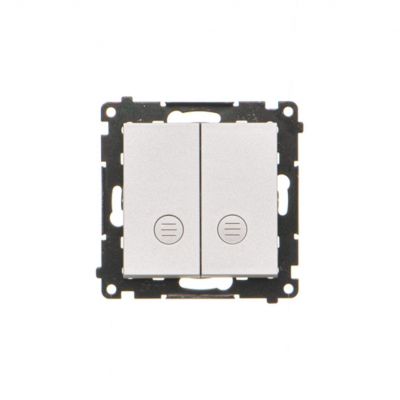 Simon 55 Przycisk zwierny podwójny zwierny bez piktogramu – osobne podświetlenie dla każdego klawisza szybkozłączka Aluminium mat TP2L2.01/143 KONTAKT (TP2L2.01/143)