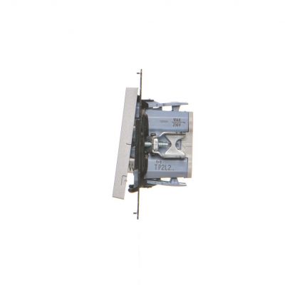 Simon 55 Przycisk zwierny podwójny zwierny bez piktogramu – osobne podświetlenie dla każdego klawisza szybkozłączka Aluminium mat TP2L2.01/143 KONTAKT (TP2L2.01/143)
