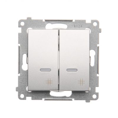 Simon 54 Łącznik krzyżowy podwójny z podświetleniem 10A 250V szybkozłączka srebrny mat DW7/2L.01/43 KONTAKT (DW7/2L.01/43)