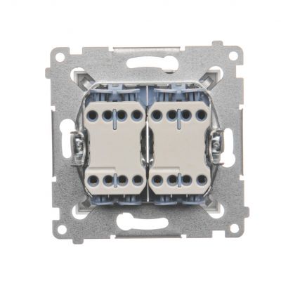 Simon 54 Łącznik krzyżowy podwójny z podświetleniem 10A 250V szybkozłączka srebrny mat DW7/2L.01/43 KONTAKT (DW7/2L.01/43)