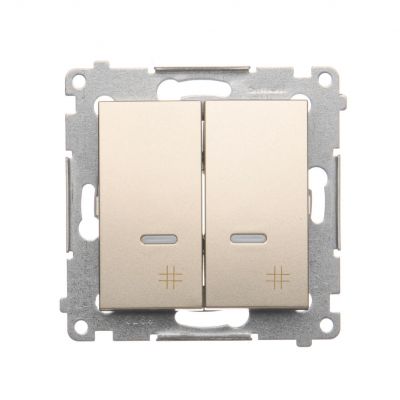 Simon 54 Łącznik krzyżowy podwójny z podświetleniem 10A 250V szybkozłączka złoty mat DW7/2L.01/44 KONTAKT (DW7/2L.01/44)