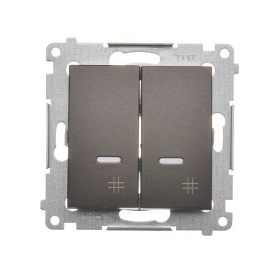 Simon 54 Łącznik krzyżowy podwójny z podświetleniem 10A 250V szybkozłączka brąz mat DW7/2L.01/46 KONTAKT (DW7/2L.01/46)