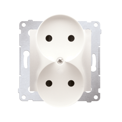 Simon 54 Nature Gniazdo wtyczkowe bez uziemienia z przesłonami podwójne do ramek NATURE 16A 250V zaciski śrubowe kremowy DG2MZN.01/41 KONTAKT (DG2MZN.01/41)