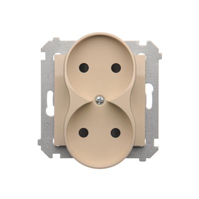 Simon 54 Nature Gniazdo wtyczkowe bez uziemienia z przesłonami podwójne do ramek NATURE 16A 250V zaciski śrubowe kremowy DG2MZN.01/41 KONTAKT (DG2MZN.01/41)