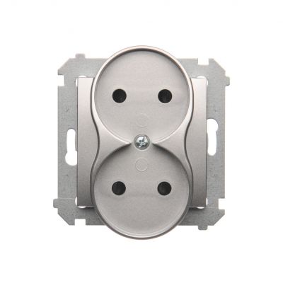 Simon 54 Nature Gniazdo wtyczkowe bez uziemienia z przesłonami podwójne do ramek NATURE 16A 250V zaciski śrubowe srebrny mat DG2MZN.01/43 KONTAKT (DG2MZN.01/43)