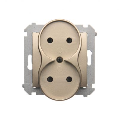 Simon 54 Nature Gniazdo wtyczkowe bez uziemienia z przesłonami podwójne do ramek NATURE 16A 250V zaciski śrubowe złoty mat DG2MZN.01/44 KONTAKT (DG2MZN.01/44)