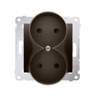 Simon 54 Nature Gniazdo wtyczkowe bez uziemienia z przesłonami podwójne do ramek NATURE 16A 250V zaciski śrubowe brąz mat DG2MZN.01/46 KONTAKT (DG2MZN.01/46)